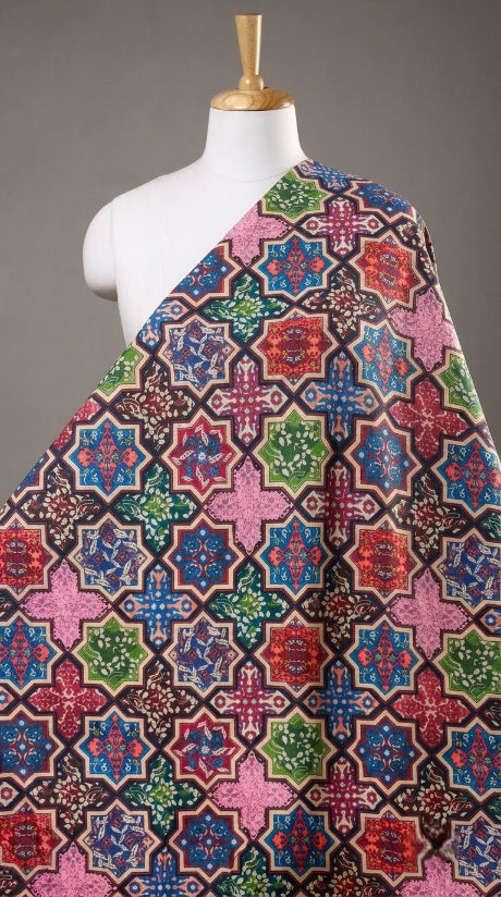 Linen Silk Printed Fabric