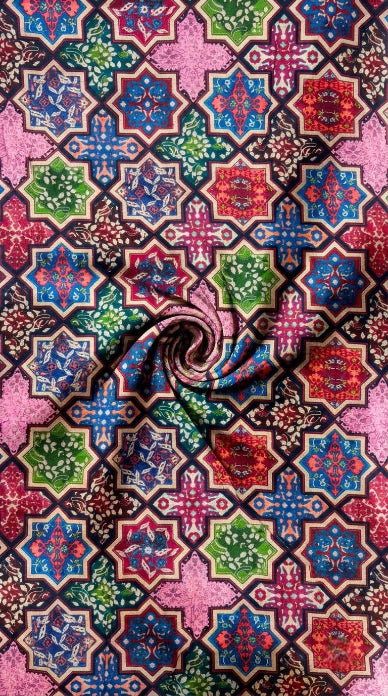Linen Silk Printed Fabric