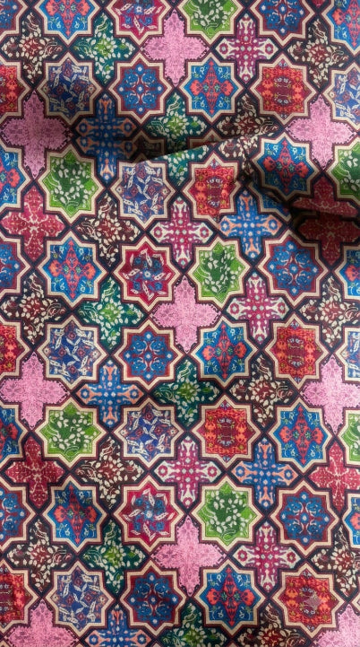 Linen Silk Printed Fabric