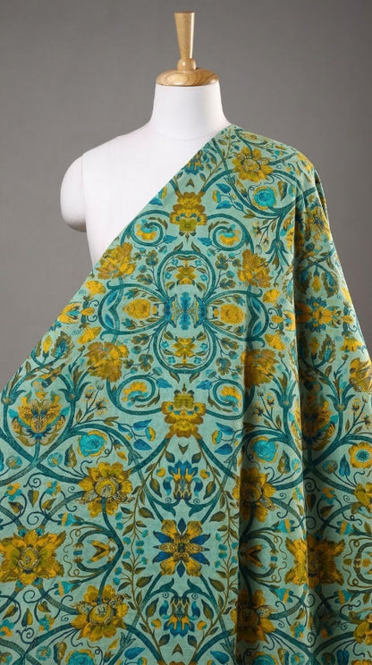 Linen Silk Printed Fabric