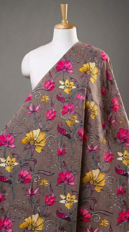 Linen Silk Printed Fabric