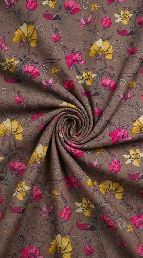 Linen Silk Printed Fabric
