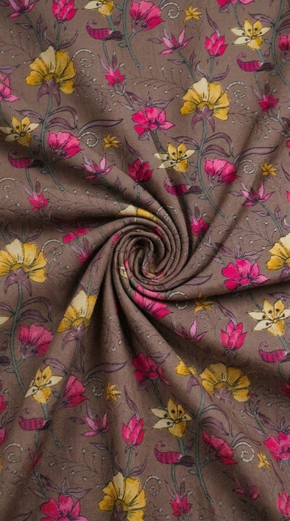 Linen Silk Printed Fabric