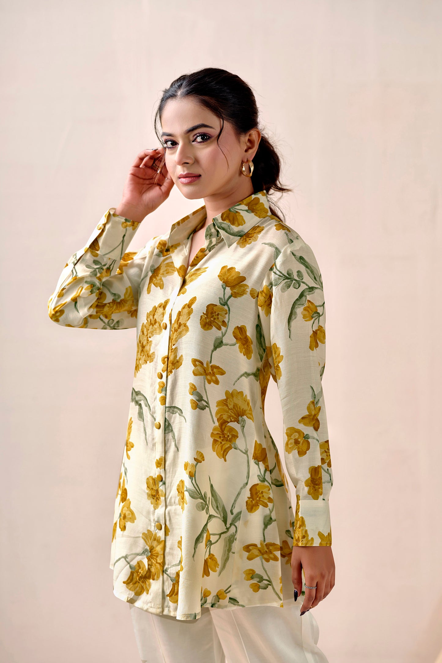 Yellow Bloom Premium Cupro Muslin Shirt