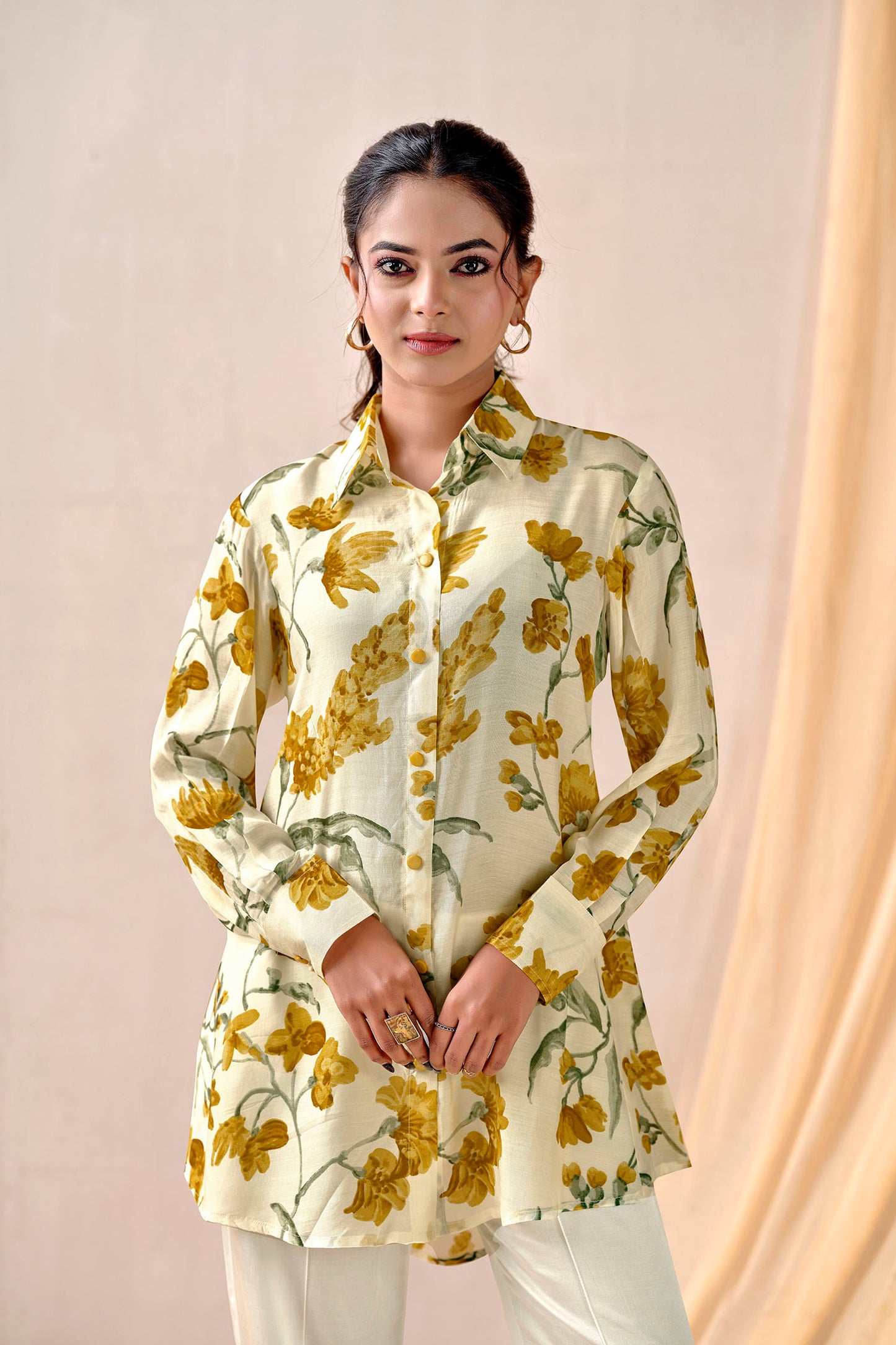 Yellow Bloom Premium Cupro Muslin Shirt