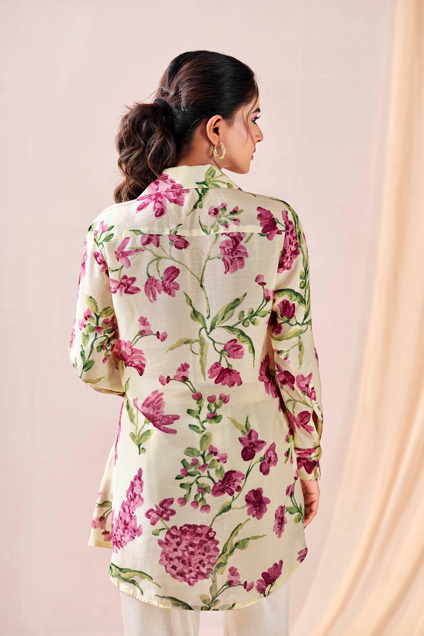 Vintage Rose Bloom Premium Cupro Muslin Shirt