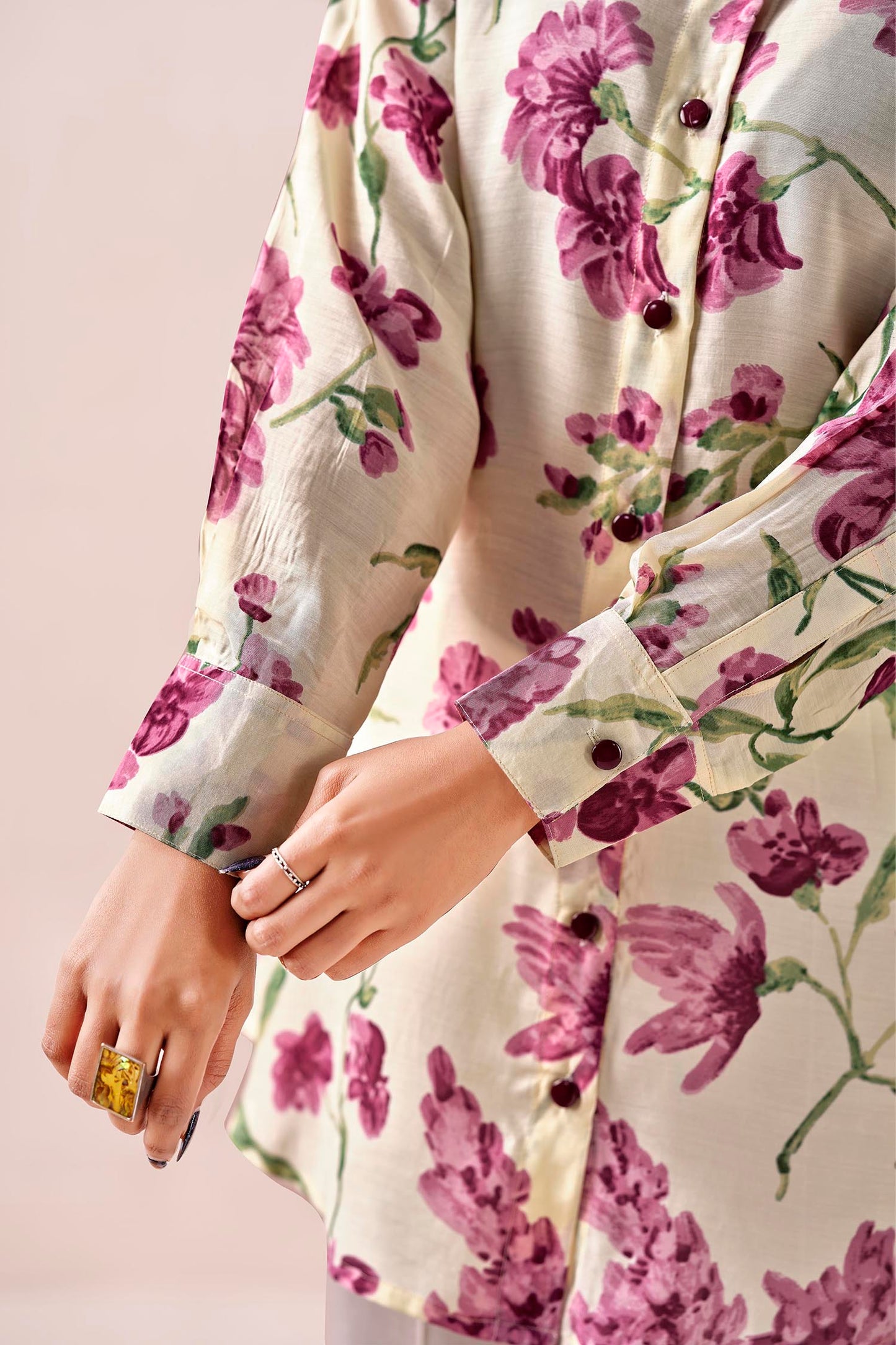 Vintage Rose Bloom Premium Cupro Muslin Shirt