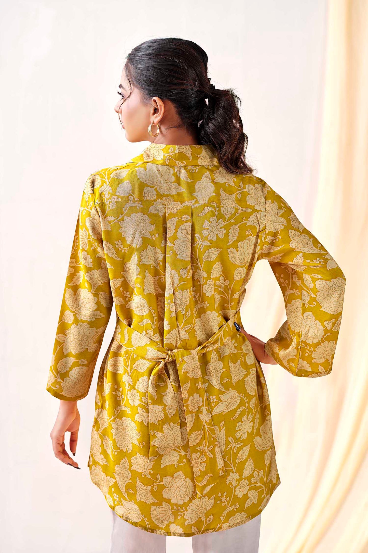 Marigold Boho with Adjustable Back Tie Muslin Shirt
