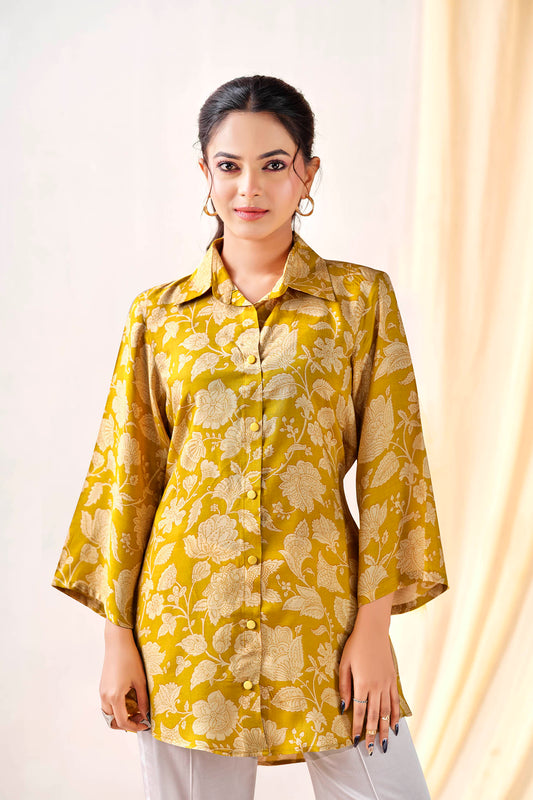 Marigold Boho Shirt with Adjustable Back Tie
