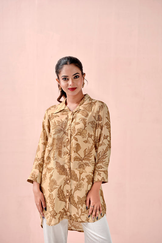 Breezy Beige Autumn Leaf Shirt