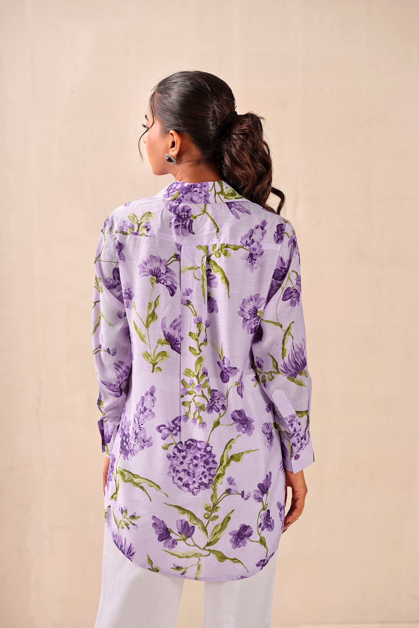 Lavender Bloom Premium Cupro Muslin Shirt