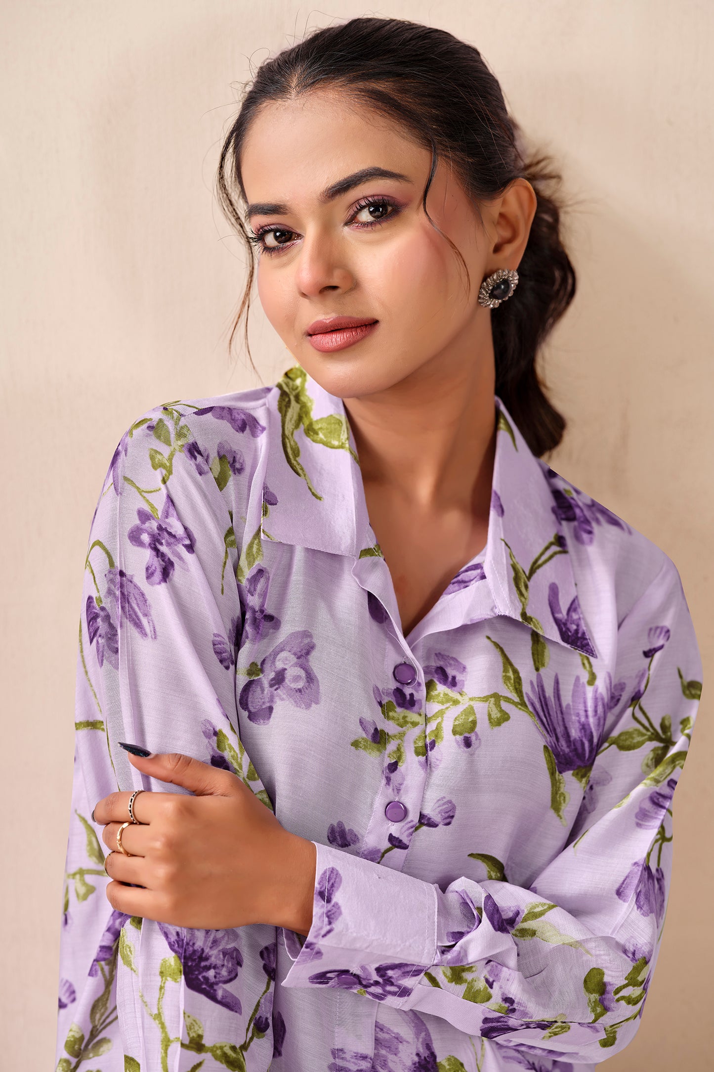 Lavender Bloom Premium Cupro Muslin Shirt