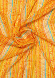 Haldi Yellow Stripes Printed Chinon Printed Fabric