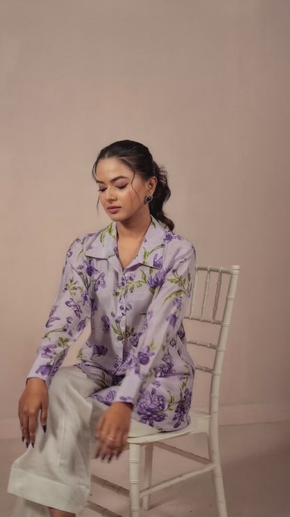 Lavender Bloom Premium Cupro Muslin Shirt