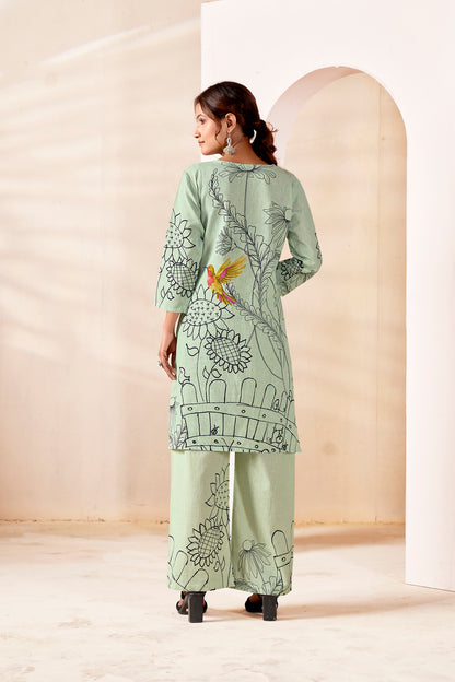 Sage Botanical Handloom Cotton Co-ord Set