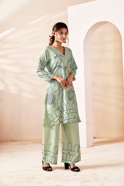 Sage Botanical Handloom Cotton Co-ord Set