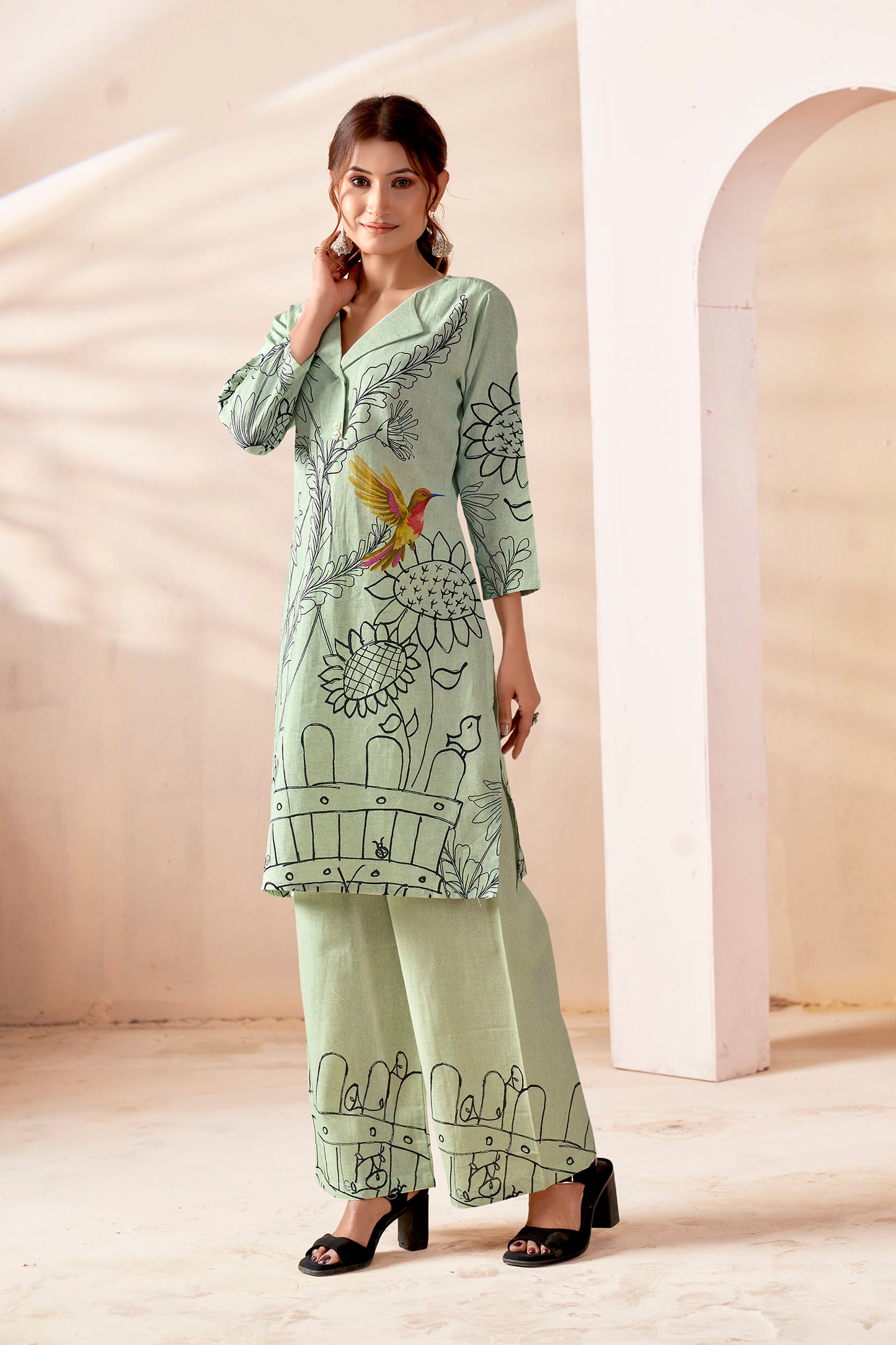 Sage Botanical Handloom Cotton Co-ord Set