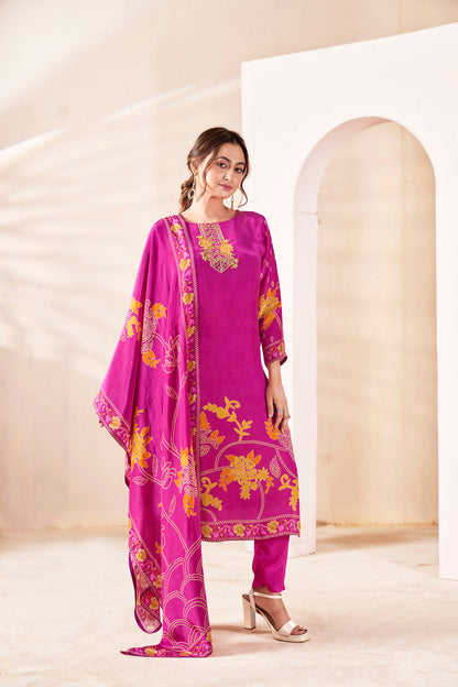 Urban Ethnic Magenta Crepe Kurta Set