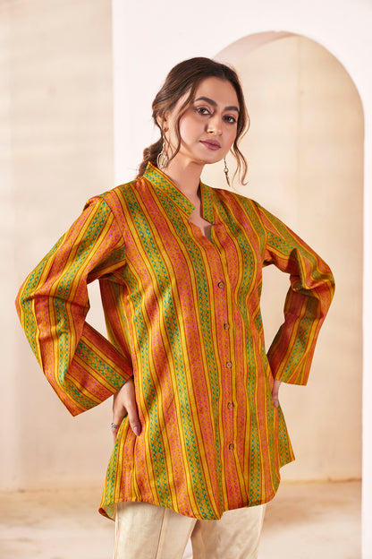 The Boho-Luxe Handloom Cotton Striped Shirt