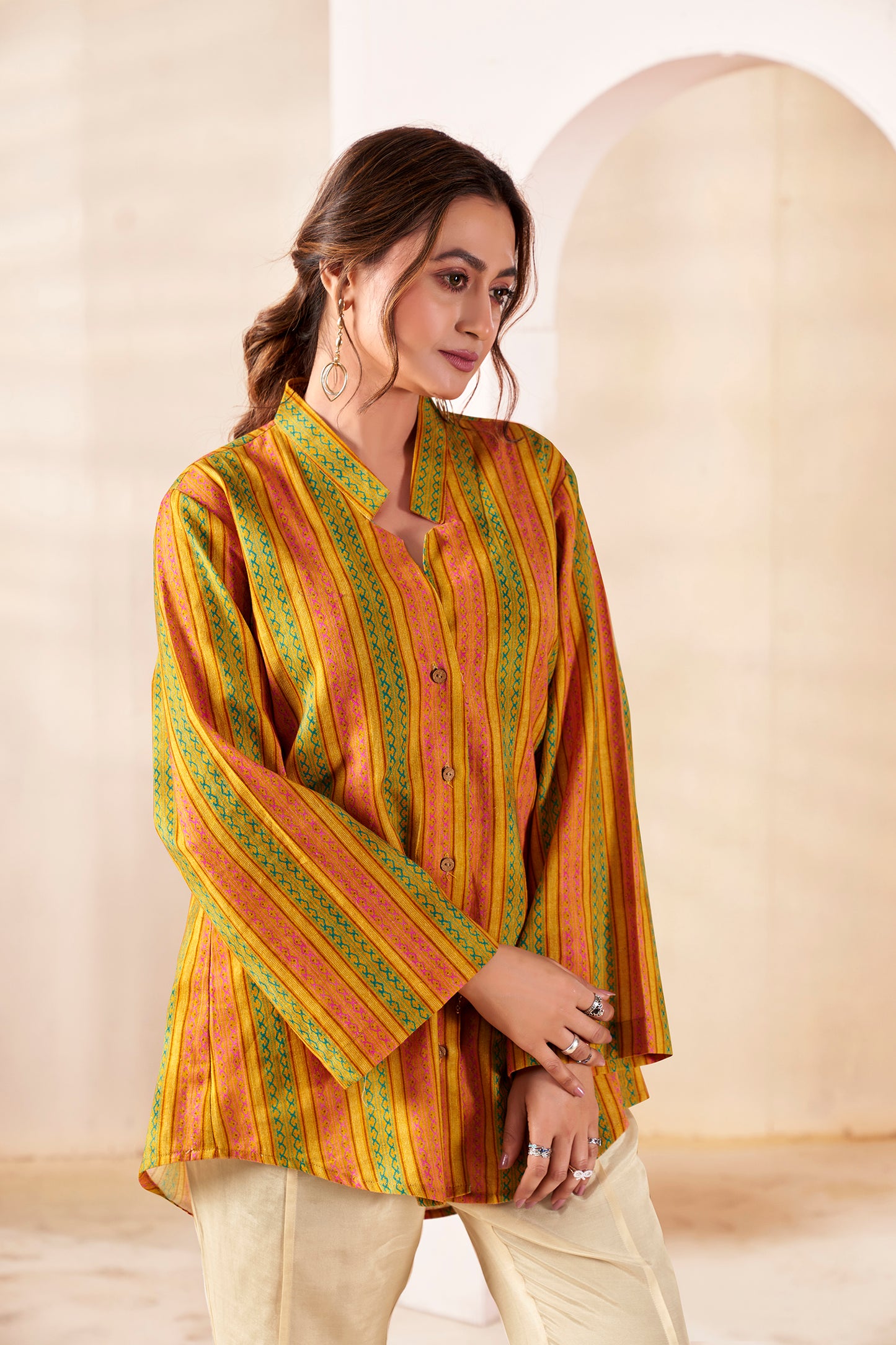 The Boho-Luxe Handloom Cotton Striped Shirt