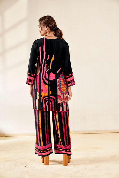 Abstract Fusion Pure Muslin Co-ord Set