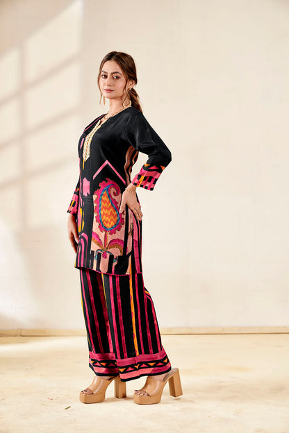 Abstract Fusion Pure Muslin Co-ord Set