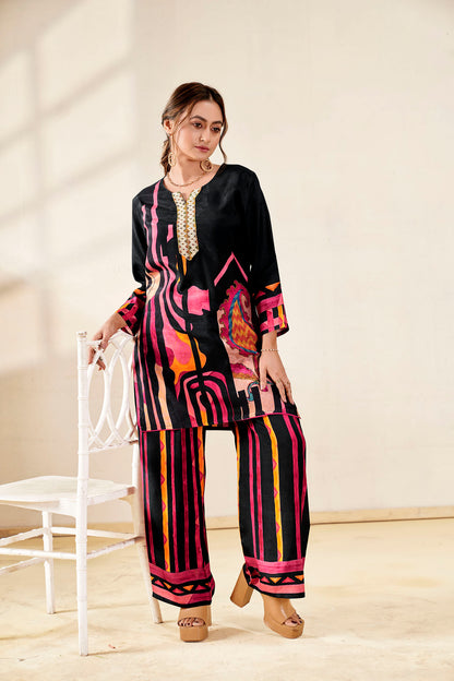 Abstract Fusion Pure Muslin Co-ord Set