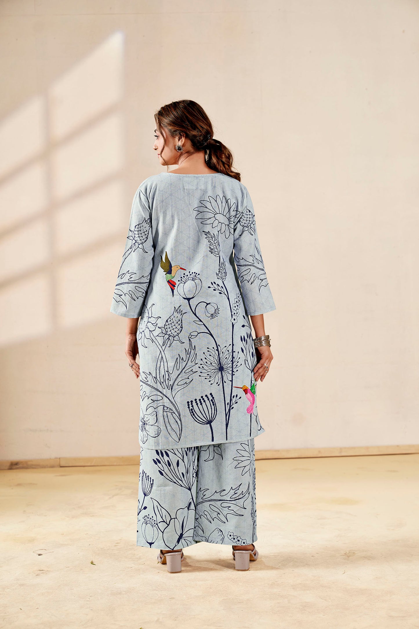Azure Bloom Pure Handloom Cotton Co-ord Set
