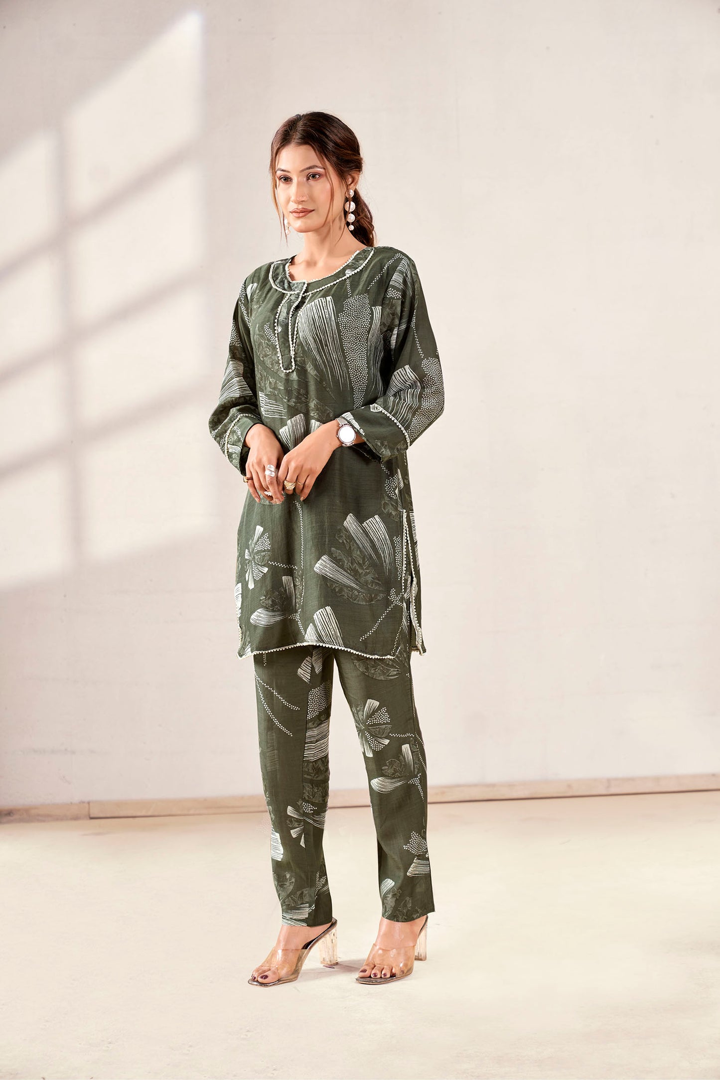 Forest Green Pure Muslin Co-ord Set