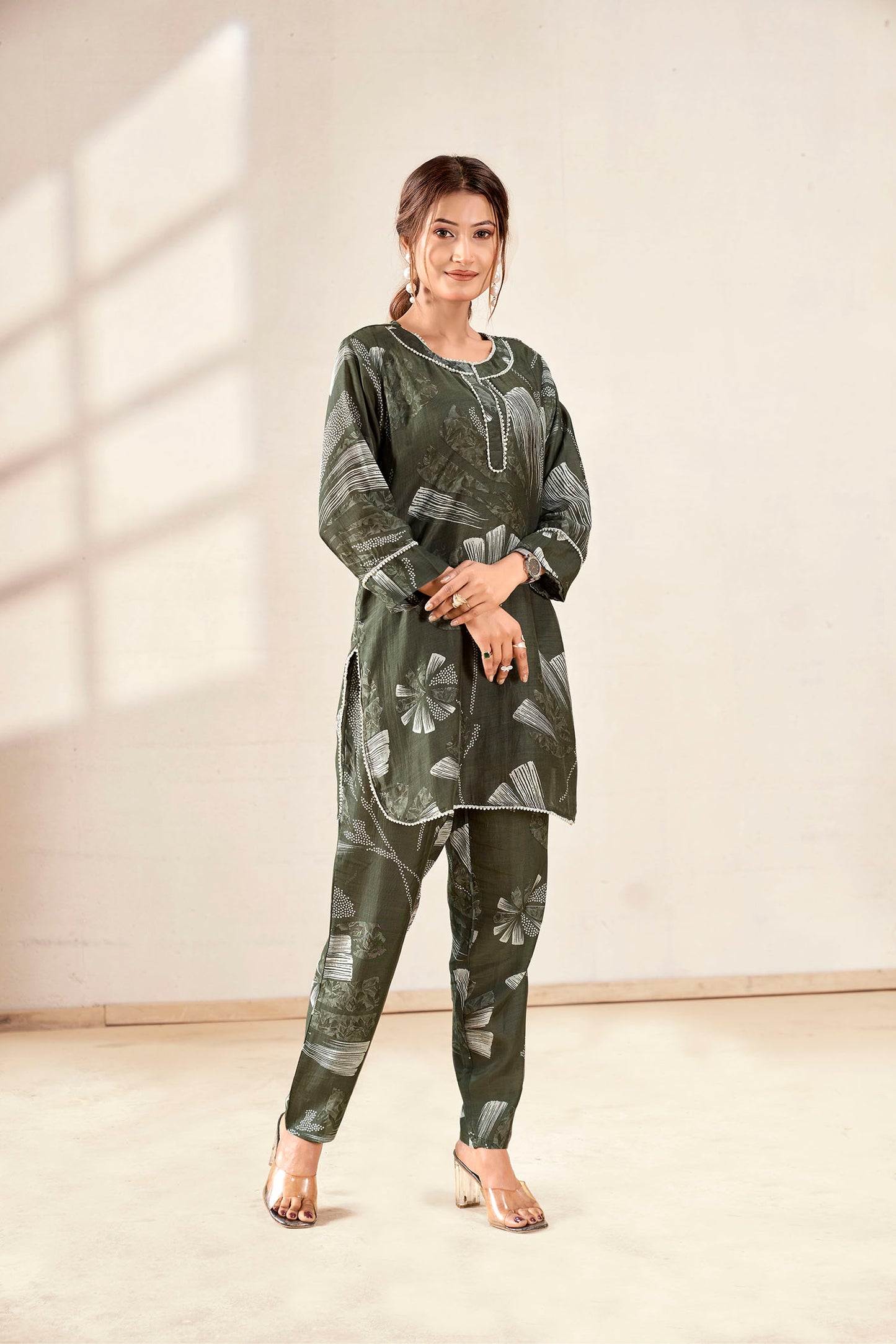 Forest Green Pure Muslin Co-ord Set