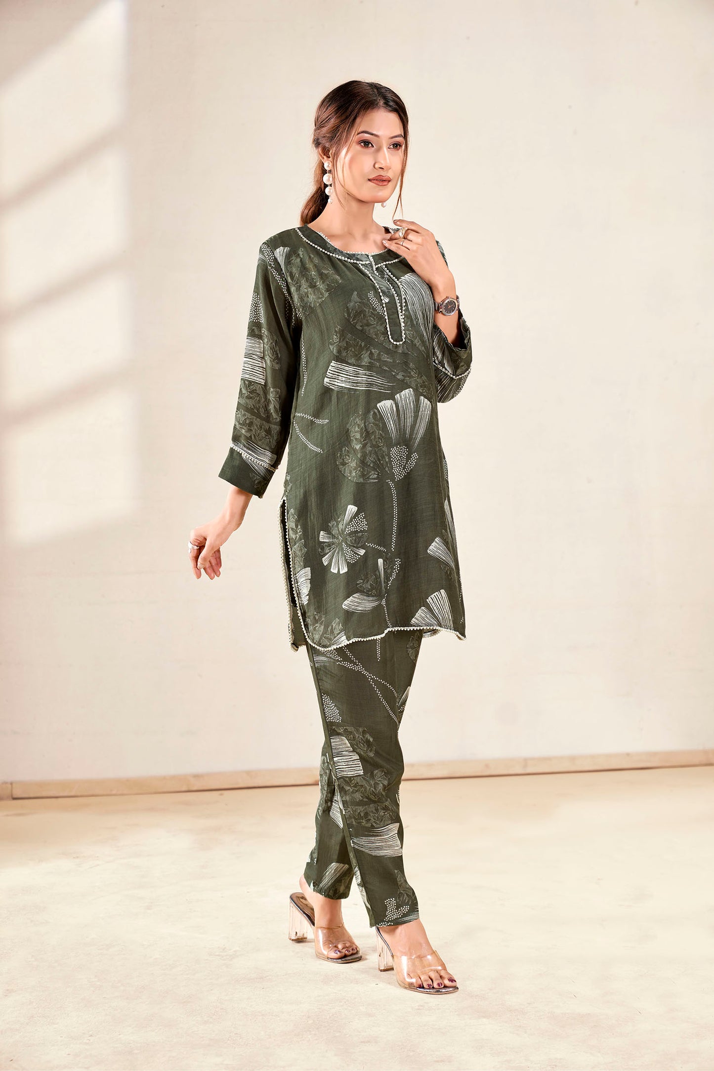 Forest Green Pure Muslin Co-ord Set