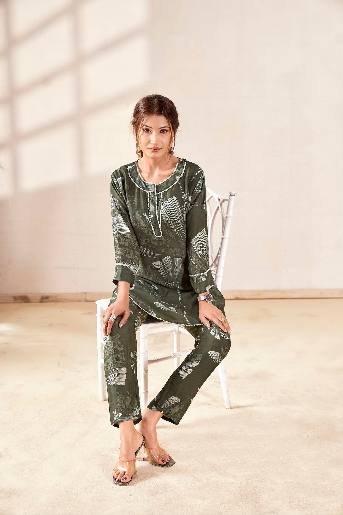 Forest Green Pure Muslin Co-ord Set