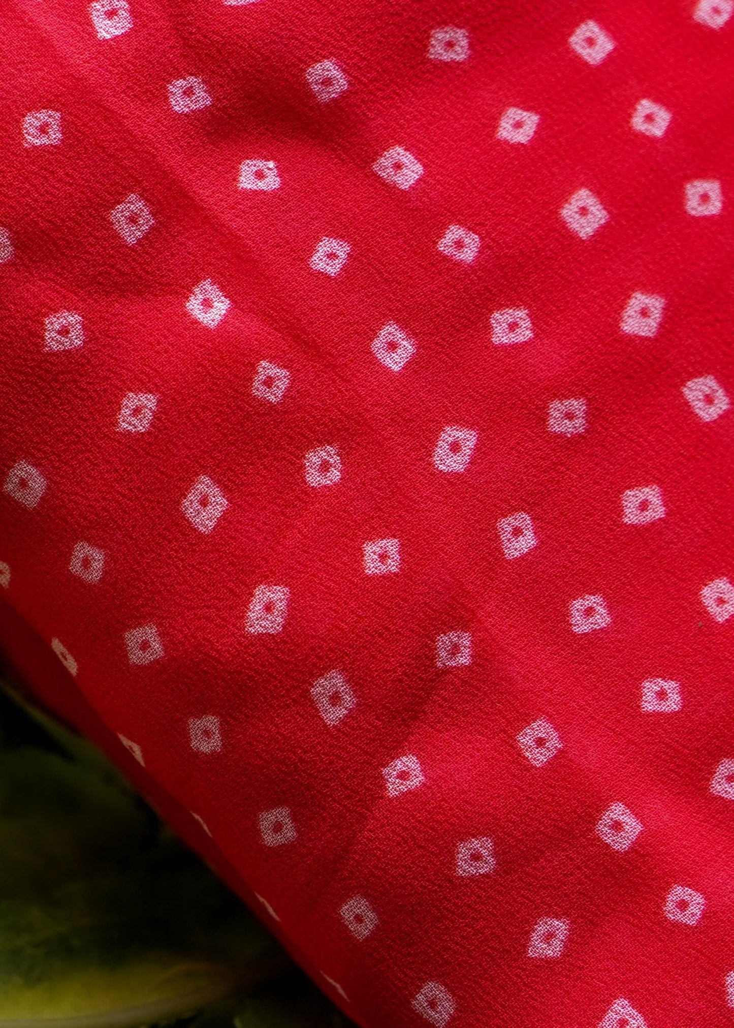 Red Color Bandhani Printed Pure Muslin Fabric