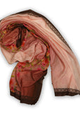 Peach Floral Pure Muslin Dupatta (Length 2.5 Meter)