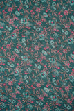 Teal Green Flower Printed Pure Muslin Fabric