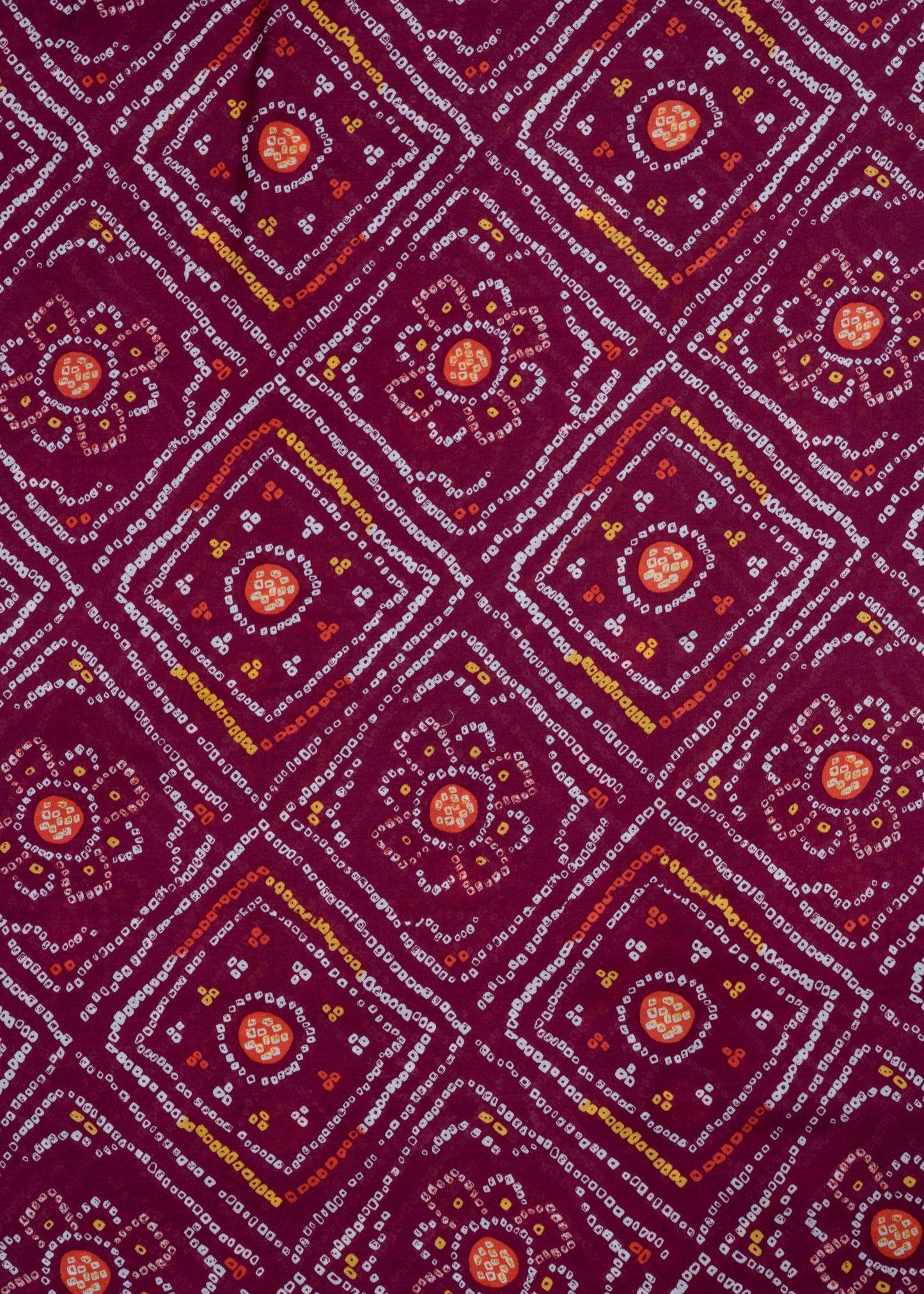 Magenta Color Bandhani Printed Pure Muslin Fabric