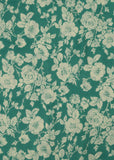 Green & Off White Floral Pure Modal Satin Printed Fabric