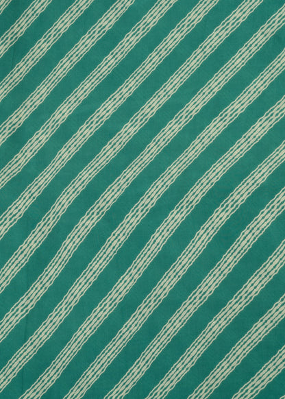 Sea Green & Off White Pure Modal Satin Printed Fabric