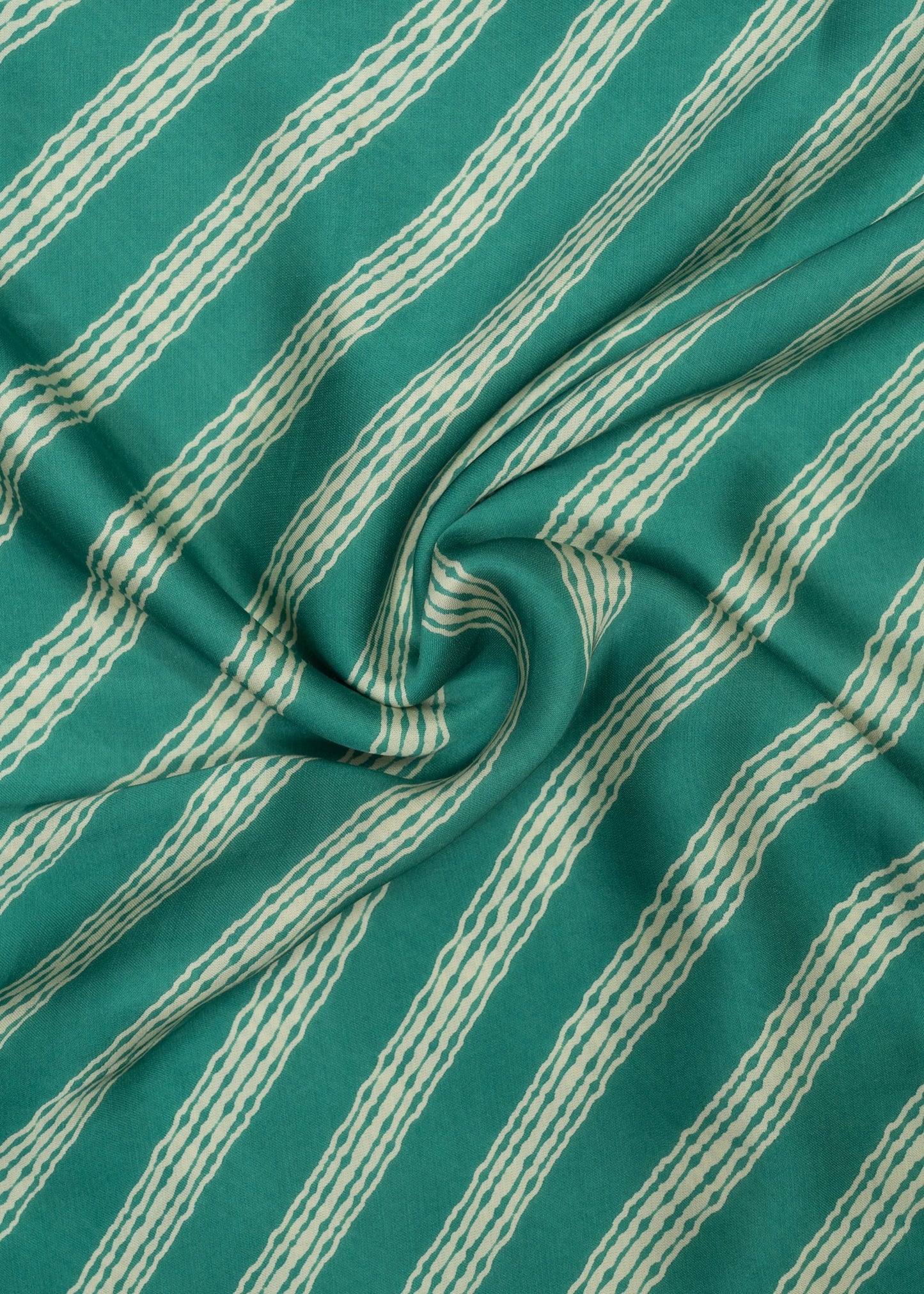 Sea Green & Off White Pure Modal Satin Printed Fabric