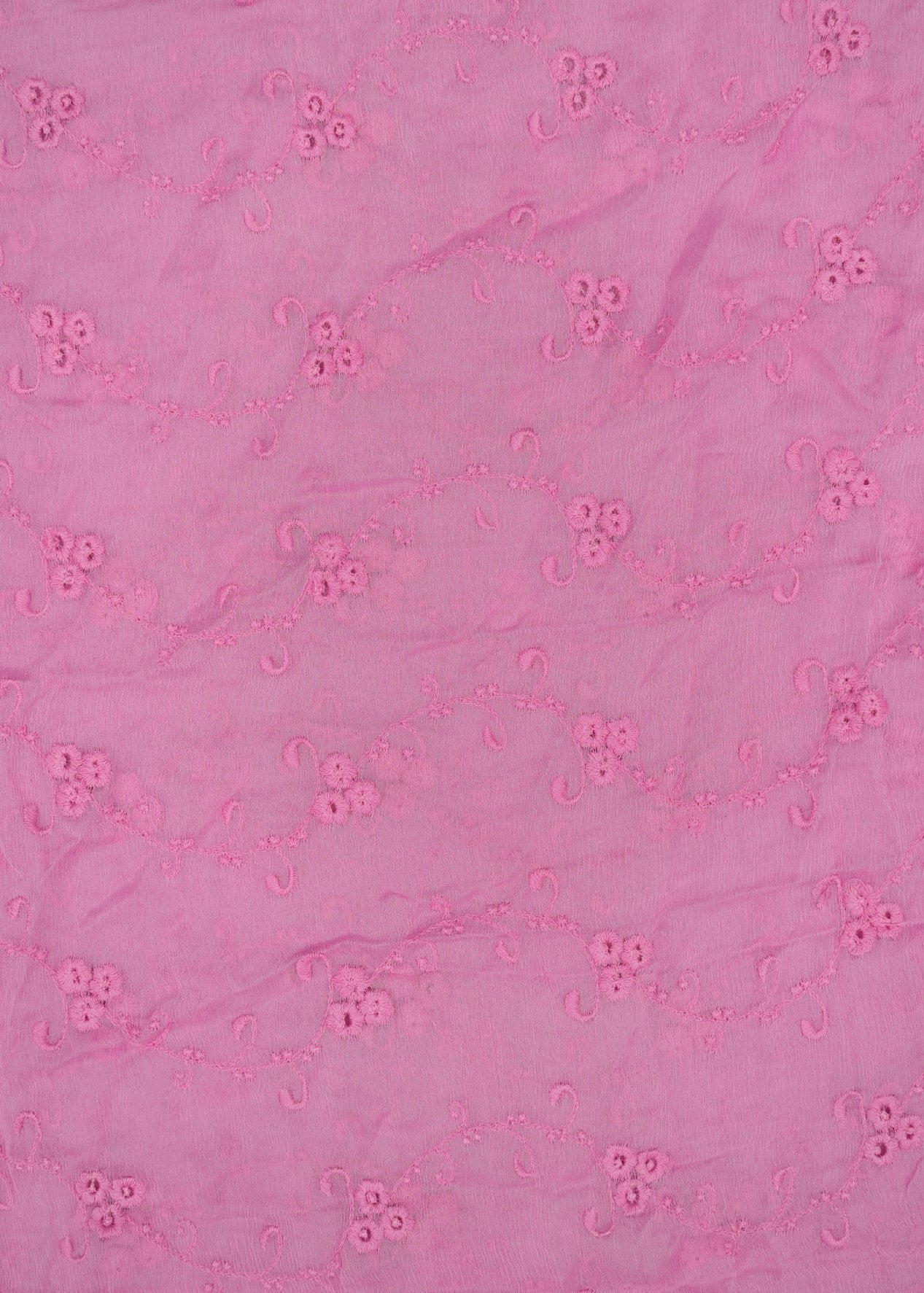 Baby Pink Color Embroidered Pure Chiffon Dyed Dupatta Fabric (Pre Cut 2.40 Meters)