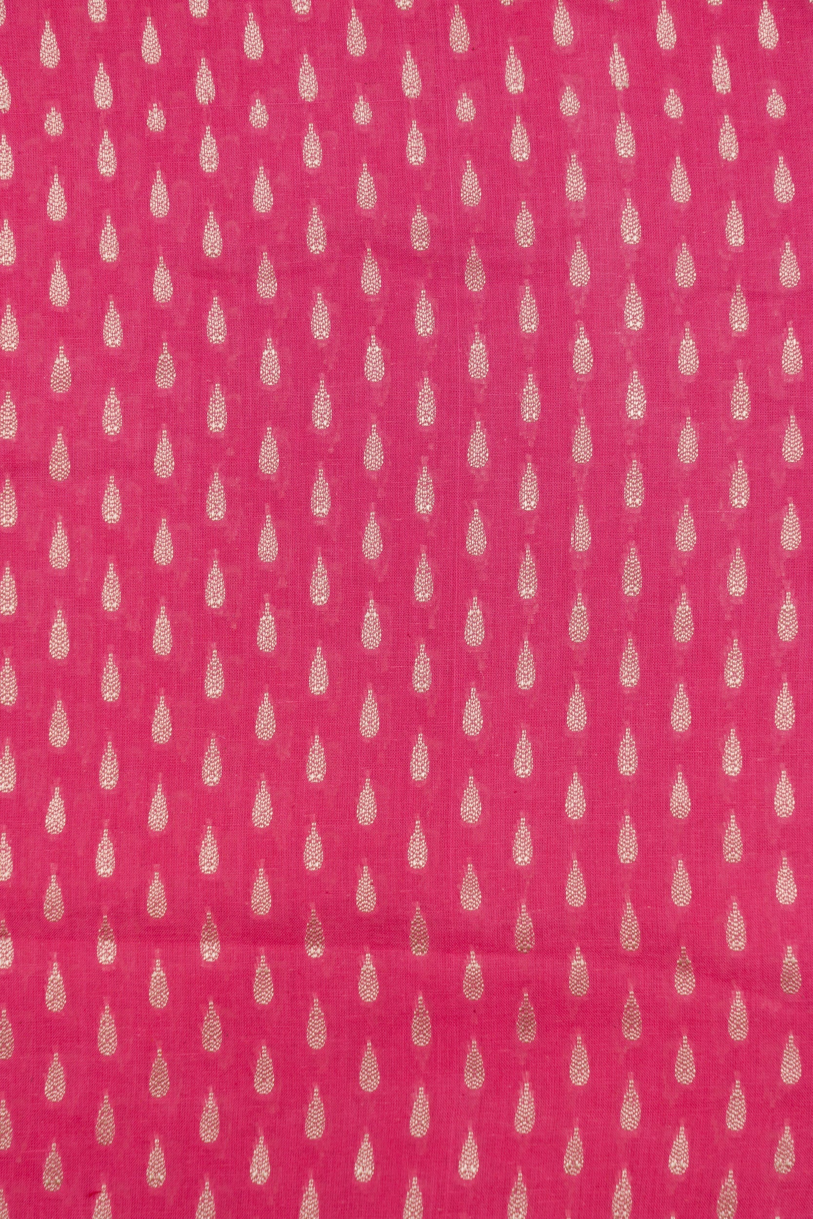 Pre Cut Zari butti Cotton Dyed Fabric (1 Meter)