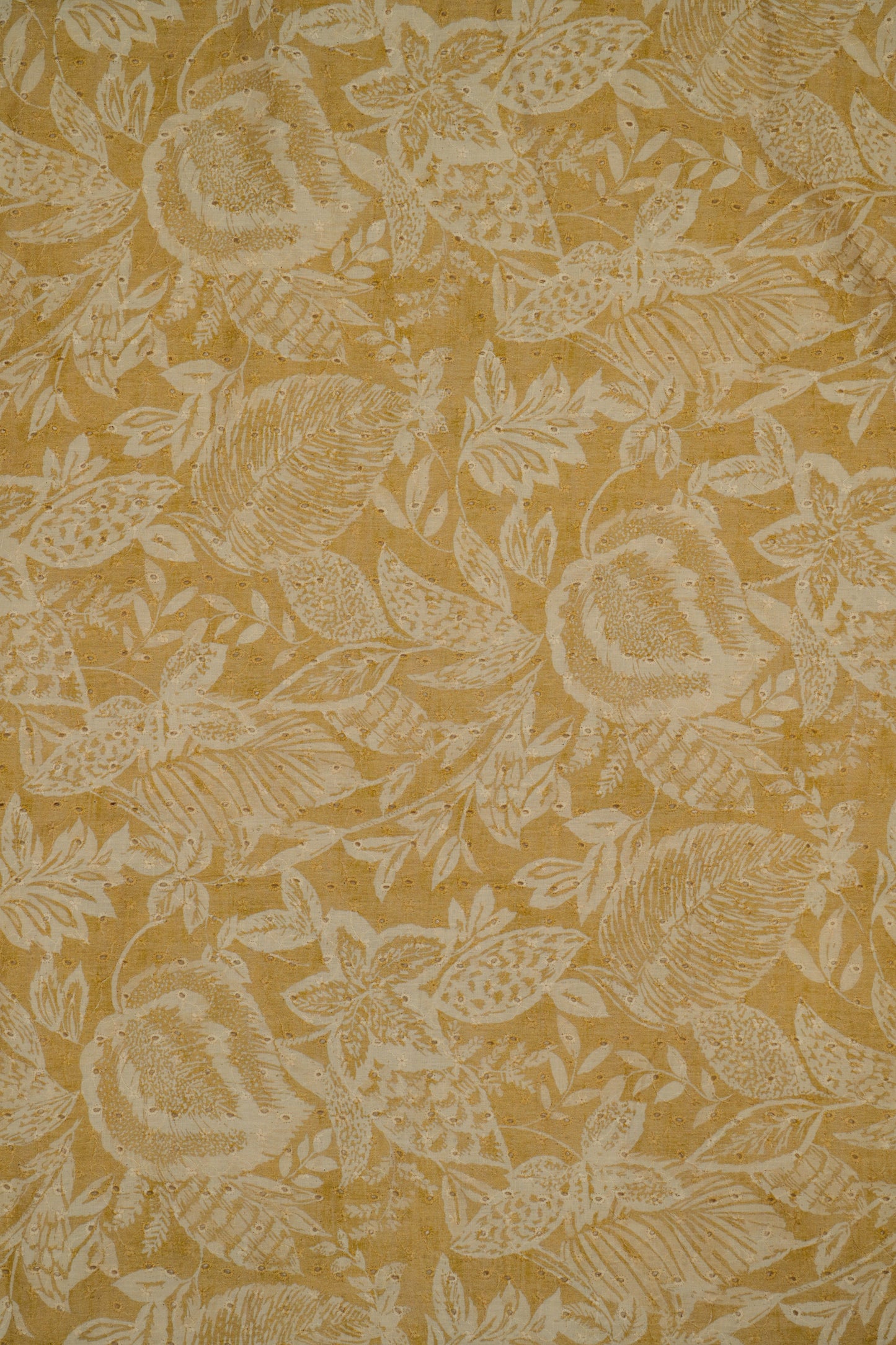 Light Yellow Pure Cotton Schiffli Embroidered Fabric