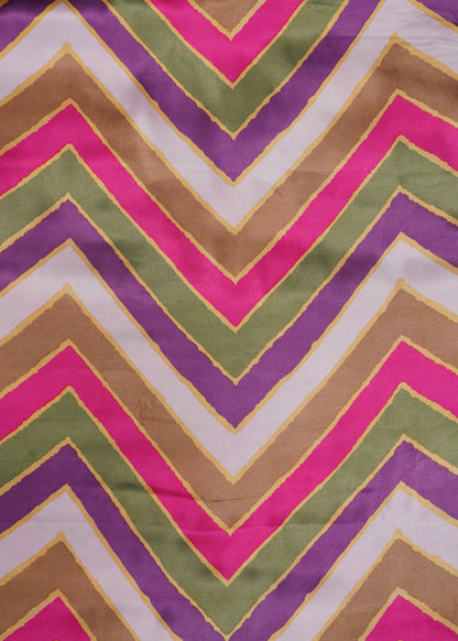 Multicolor Zig-Zag Pure Gajji Silk Printed Fabric