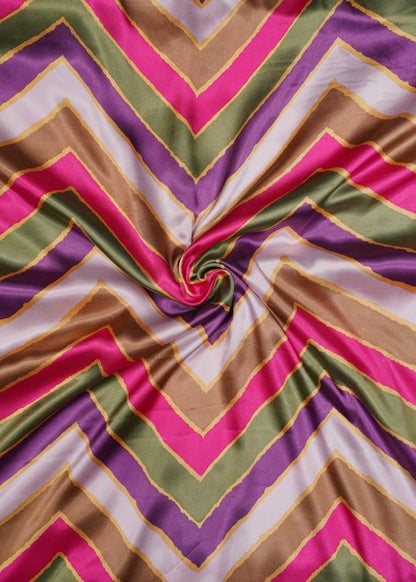 Multicolor Zig-Zag Pure Gajji Silk Printed Fabric