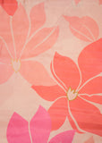 Light Orange & Pink Floral Printed Pure Muslin Fabric