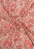 Light Peach & Multicolor Floral Printed Pure Muslin Fabric